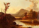 An Autumn Landscape with Cows Near a Stream Paintings - Autumn Landscape by George Henry Durrie